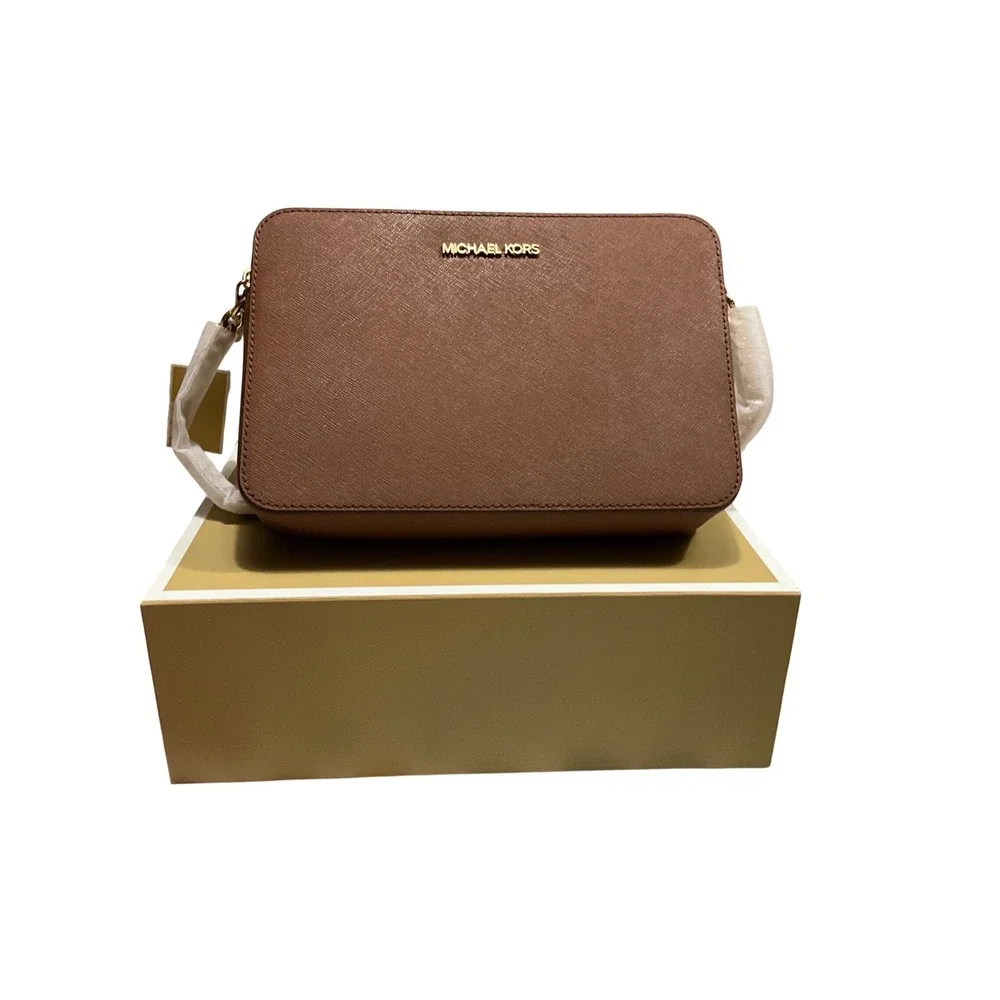 Michael Kors Saffiano Leather Crossbody Bag Pink Gold Hardware